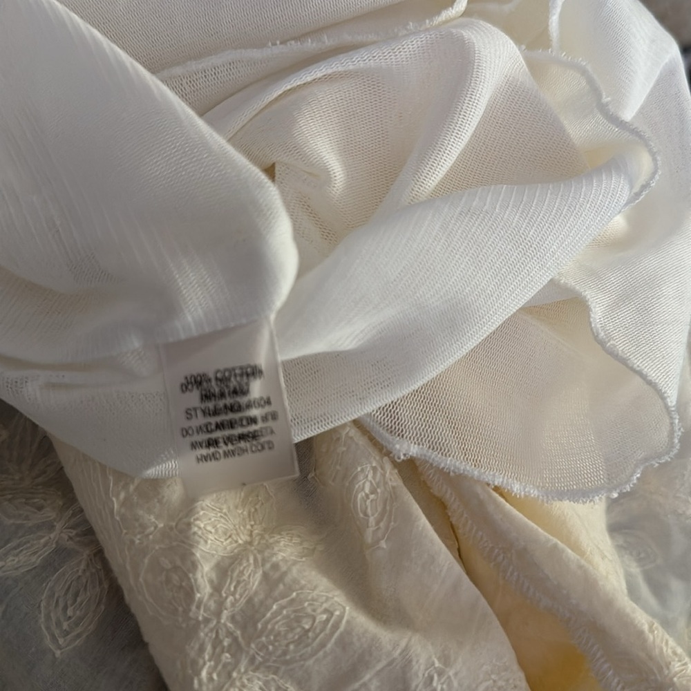 Dolce Cabo off white Large cotton crochet flutter laced dress NWT - Picture 6 of 6